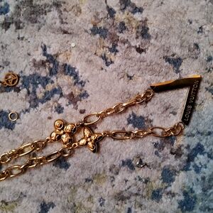 Louis Vuitton Gold-Tone V Pendant Chain Necklace